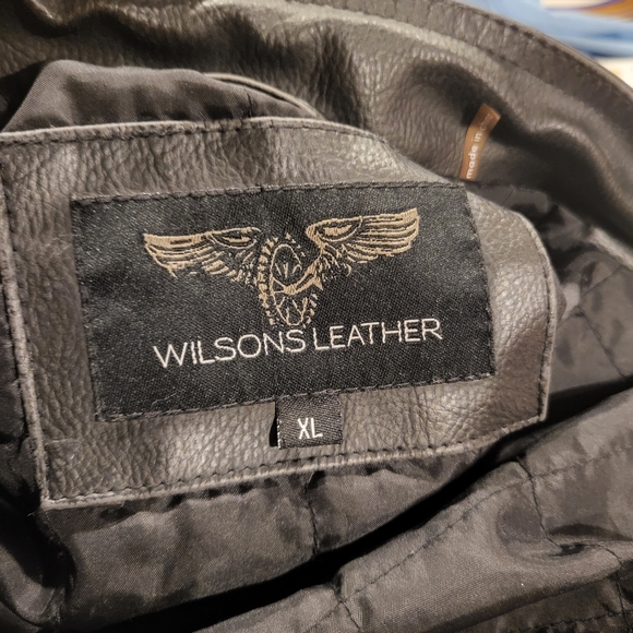 Wilson's Leather Motorcycle jacket, black with Red & White stripes down arms. - Picture 4 of 7